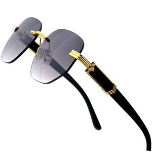 Rimless Sunglasses Men Fashion Designer Hip Hop Shades Vintage Driving Eyewear‎